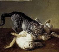 Кот и мертвый заяц 1777 Холст, масло 93,2 х 83 Фрагмент - Гроот