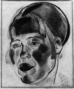 1923 Портрет девушки. Б.,к. 30x23 Ссх - Дейнека