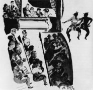 1927 Веселый театр. Илл. из ж. «Безбожник у станка» (1927. № 3) - Дейнека