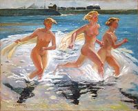1941 Running girl. Oil on canvas, 65х79 - Дейнека