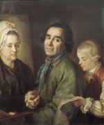 Портрет А.П. Антропова с сыном перед портретом жены Елены Васильевны. 1776 - Дрождин