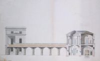 Разрез по центральной оси Агатового павильона и Висячего сада в Царском Селе - Камерон
