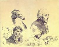 Большой грифонаж (с автопортретом). 1814. Б., офорт. ГМИИ - Кипренский