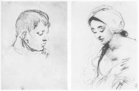 Листы из альб. 1807 г. 1. Голова юноши. 2. Портрет девушки с косой. Б., ит. к. ГРМ - Кипренский