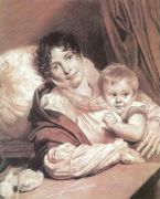 Мать с ребенком (Портрет г-жи Прейс q). 1809. Б. коричн., ит. к., мел. 57,5х49. ГТГ - Кипренский