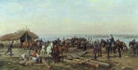 Переправа через Дунай. 1880. Холст, масло - Ковалевский