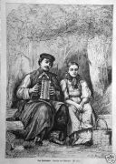 Das Stelldichein. Holzstich 1882 - Корзухин