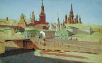 Вид на Москворецкий мост, Кремль и храм Василия Блаженного. 1882 - Куинджи