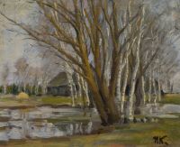 Деревья у пруда, 1900-ег. 40x30 - Куликов