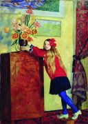 Девочка с цветами. 1917 - Кустодиев