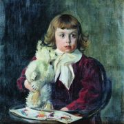 Мальчик с мишкой. 1907 - Кустодиев