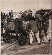 Офицеры у коляски. 1905 - Кустодиев