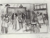 Эскиз к коллективной картине Постановка модели в мастерской И. Е. Репина. 1899 - Кустодиев