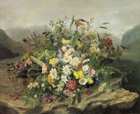 Букет цветов на фоне горного пейзажа - Легашов