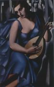 Дама в голубом платье с гитарой. 1929  - Лемпицка