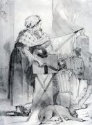 Парижская шарманщица. Эскиз. 1863 Б., гр. к. 27х21,8 ГТГ - Перов