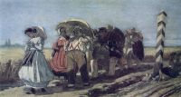 Путешествие квартального с семейством на богомолье. Эскиз. 1868(q) Х., м. 18,9х32,2 ГТГ - Перов