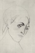 Набросок женской головы к картине Мать. 1911 - Петров-Водкин