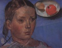 Портрет дочери на фоне натюрморта. 1930-е - Петров-Водкин