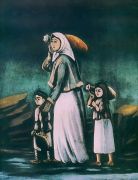 Женщина с детьми, идущие за водой. Клеенка, масло, 111x92 ГМИ Грузии, Тбилиси - Пиросманашвили