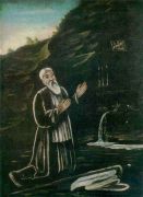 Святой Георгий Анахорет. Клеенка, масло, 118x89 ГМИ Грузии, Тбилиси - Пиросманашвили