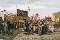 Балаганы в Туле на Святой неделе. 1873, холст, масло - Попов