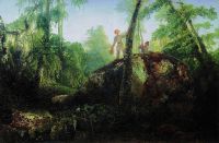 Камень в лесу у Разлива. Вид в имении И.Д.Лужина близ станции Влахернская. 1850 - Саврасов