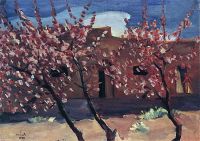 1922 Цветущие персики. К., х., м. 25х36 МС - Сарьян