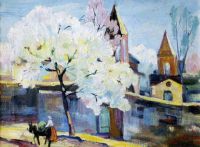 1934 Zaravor. Blooming Apricot Tree. Oil on canvas. 30x40 - Сарьян