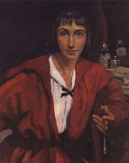 Автопортрет в красном. 1921 - Серебрякова