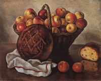 Натюрморт с яблоками и круглым хлебом. 1948 - Серебрякова