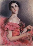 Портрет Е.Н.Гейденрейх в красном. 1923 - Серебрякова