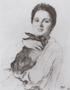 Портрет К.А.Обнинской с зайчиком. 1904 - Серов