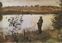 Художник К.А.Коровин на берегу реки. 1905 - Серов
