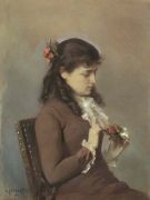Портрет дочки художника с цветами. 1884  - Соколов