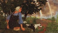 Девушка с грибами под радугой. 1922 - Сомов