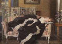 Спящая молодая женщина. 1909 - Сомов