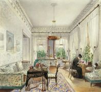 Интерьер в имении Лопухиных. 1844  - Тихобразов