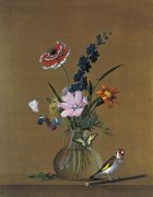 Букет цветов, бабочка и птичка. 1820 - Толстой