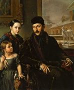 Портрет Д.П.Воейкова с дочерью В.Д.Воейковой и англичанкой мисс Сорокк. 1842 - Тропинин