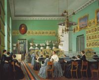 Внутренний вид женского отделения Петербургской рисовальной школы для вольноприходящих. 1855  - Хилкова
