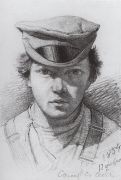 Автопортрет 1854.Бумага,графит.карандаш.13.3х9,6 - Шишкин