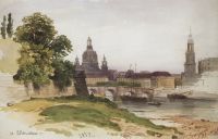 Дрезден. Мост Августа. 1862 16х24,7 - Шишкин