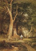 Женщина с мальчиком в лесу 1868.Бумага,перо,тушь,акварель,лак 43,8х31,6 - Шишкин