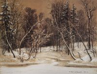 Лес зимой.1884 Бумага коричневая.уголь,мел 49,3х64,1 - Шишкин