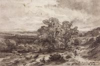 Пейзаж с дубами. 1864 18х27,4 - Шишкин