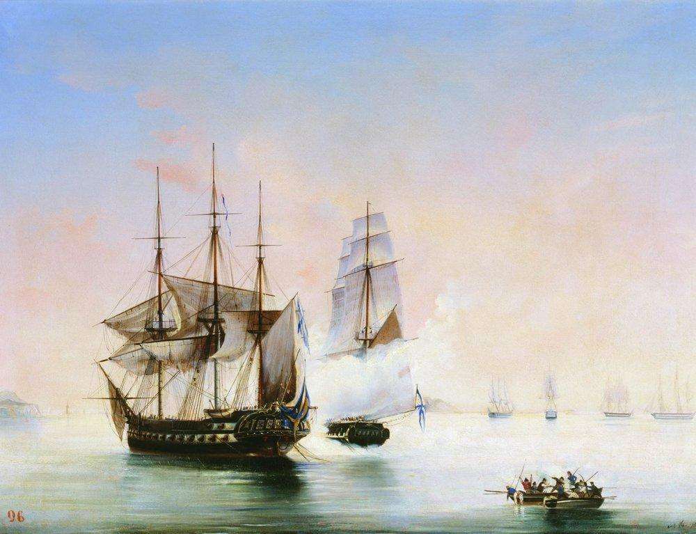 Захват катером Меркурий шведского фрегата Венус 21 мая 1789 года. 1845 - Боголюбов Алексей Петрович