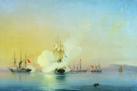 Бой 44-пушечного фрегата Флора с тремя турецкими пароходами у мыса Пицунда 9 ноября 1853 года. 1854 - Боголюбов